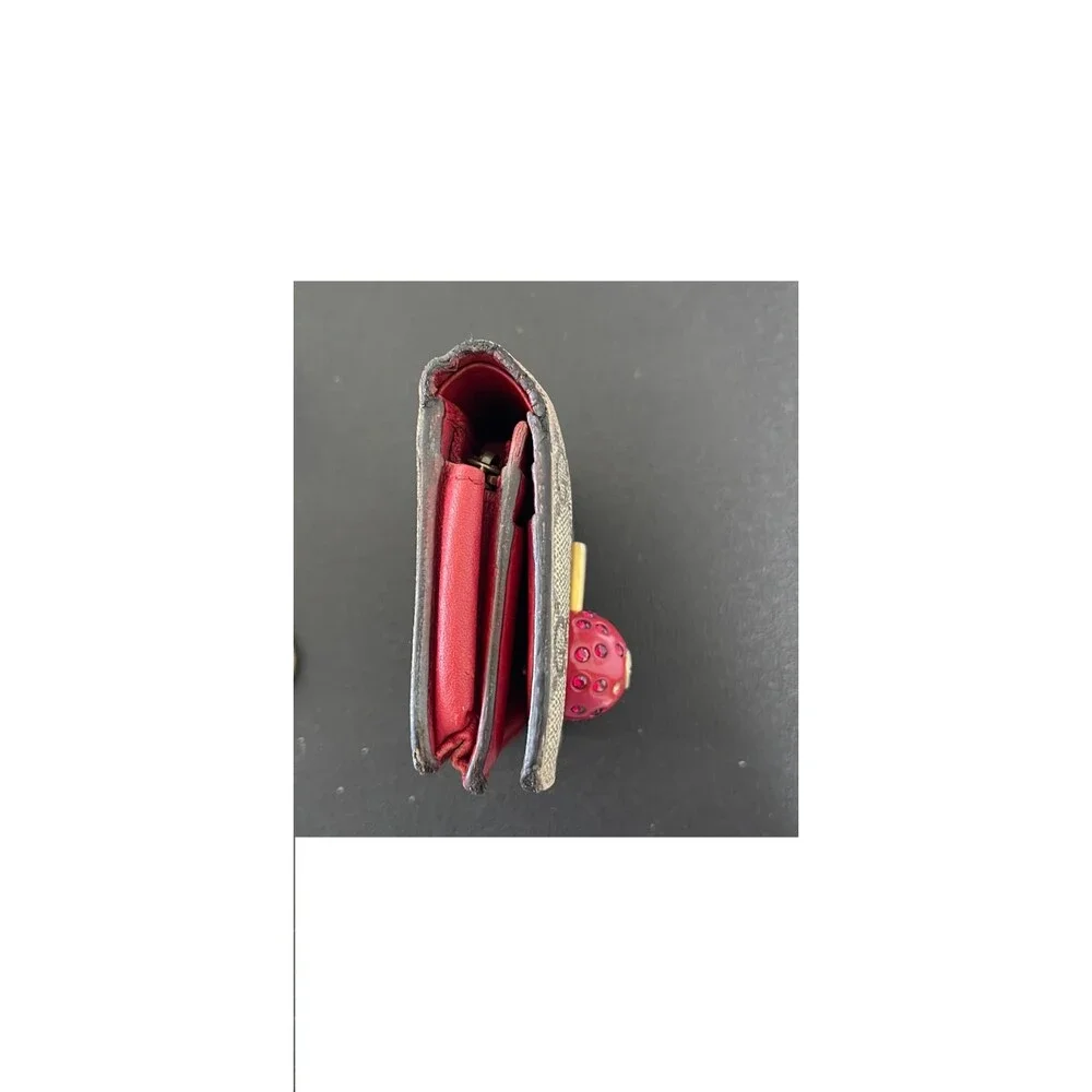 GUCCI Cherry GG Monogram Supreme Canvas Compact Bi Fold Wallet 476050 - Picture 8 of 12